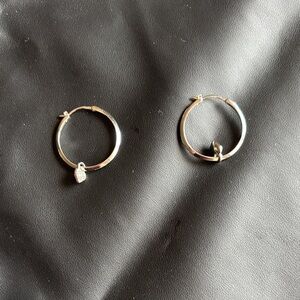 Fossil Silver Hoop Earrings with Small Dangling Charm